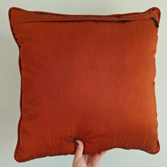 Pier 1 Embroidered Appliqued Pillow Tree Gold Green Orange Leaf Autumn Fall - Picture 7 of 8